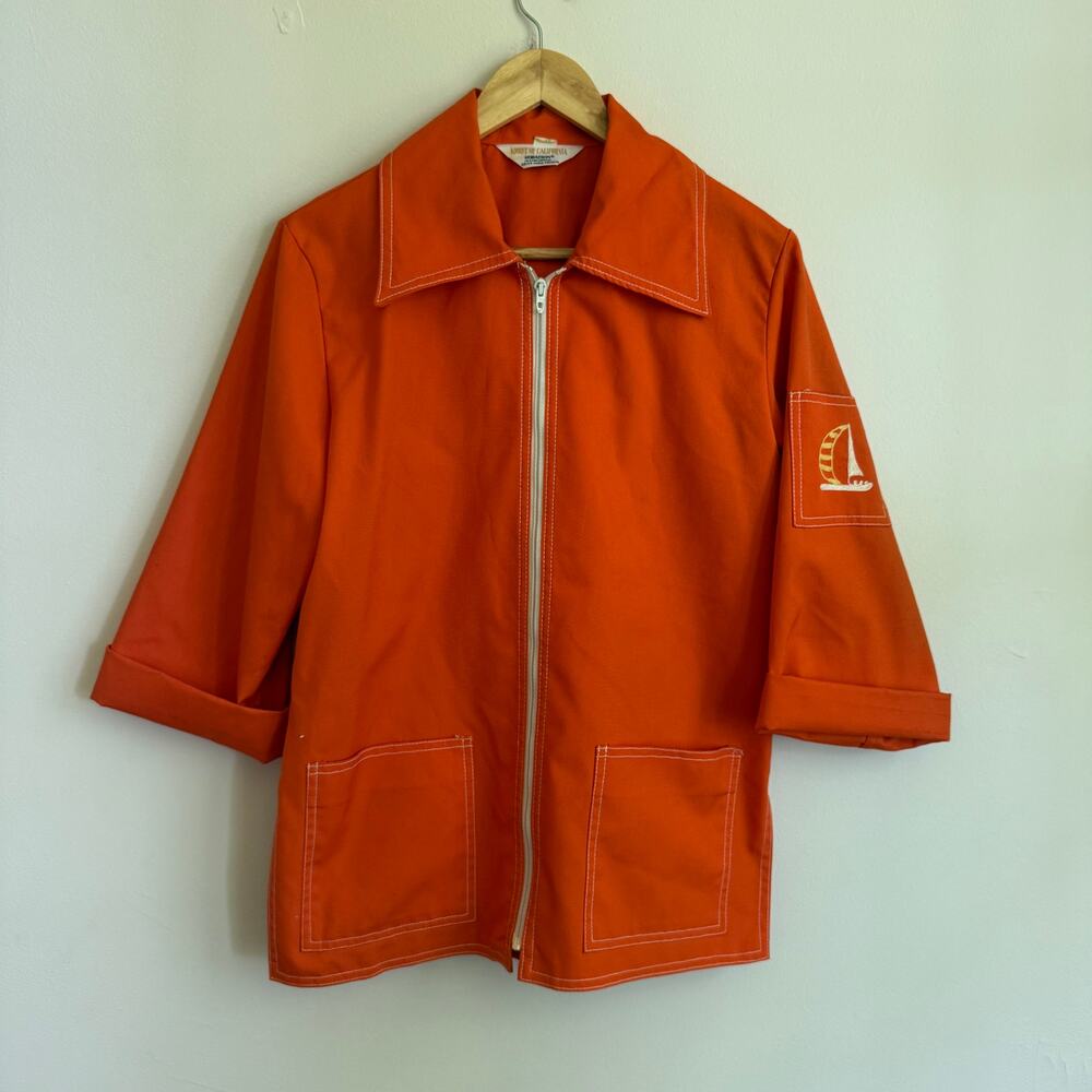60's 70's Vintage Orange Koret of California Orange Sailboat Jacket Size 8